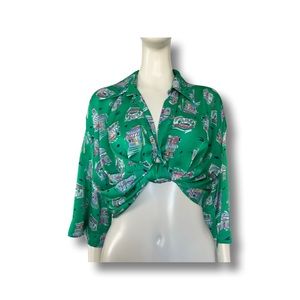 Zara Print Twist Front Top